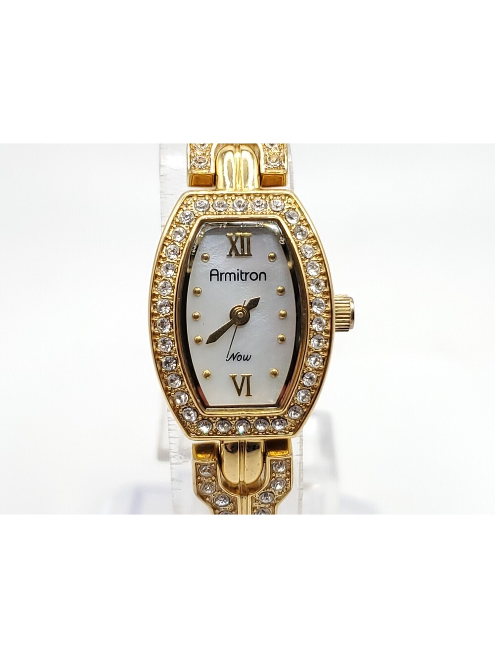 Armitron Now Quartz Watch Womens New Battery Gold Tone MOP Dial 16mm